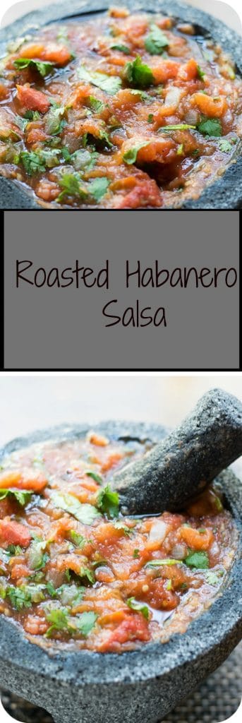 A beautifully roasted habanero salsa made in a molcajete! #salsarecipes #salsa #mexican #mexicanfood #mexicanrecipes