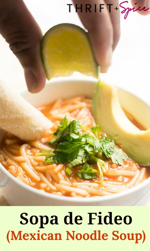 Sopa de Fideo is a yummy Mexican noodle soup. This soup is perfect for lunch or as a light dinner. It's also makes a cheap meal and is ready in 30 minutes!