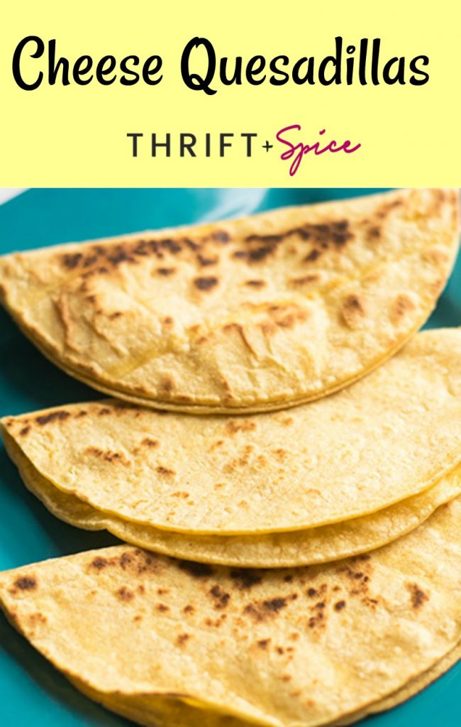 These cheese quesadillas make for an awesomely cheap snack! They are easy to make and have only two ingredients!