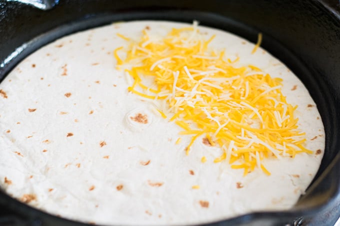 cheese on a flour tortilla