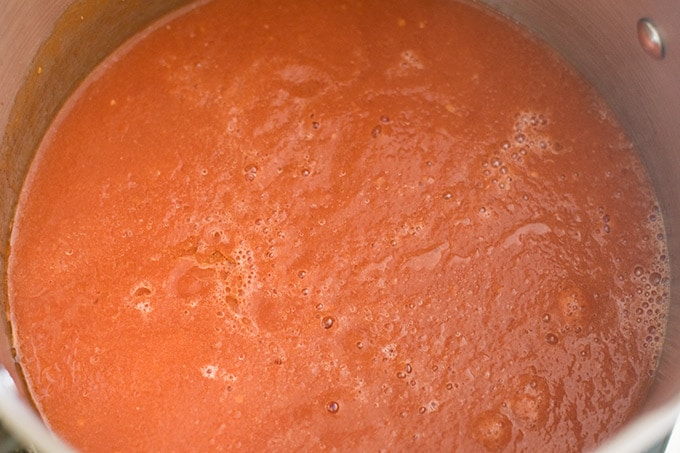 tomato soup in a pot on the stove
