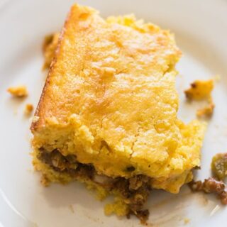 easy mexican cornbread on white plate