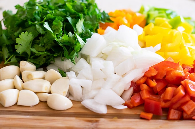 chopped sofrito ingredients