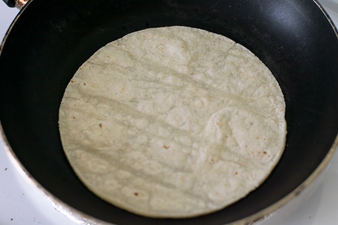 tortilla in a skillet
