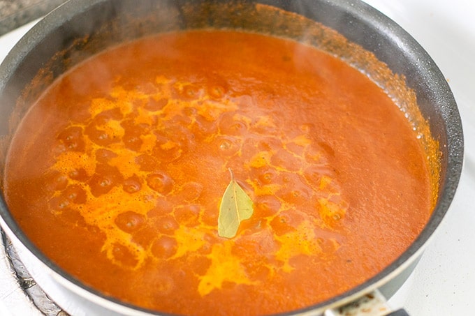 red salsa in a skillet