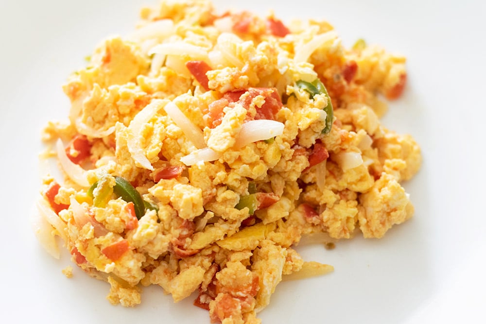 mexican scrambled eggs on a plate