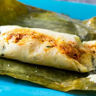 banana leaf tamal on a plate