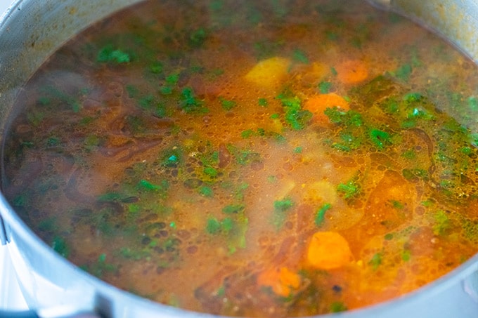 picadillo soup in a pot