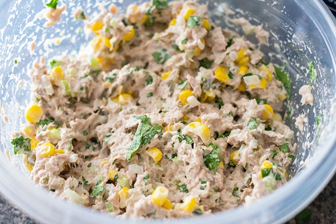 finished tuna salad in a bowl