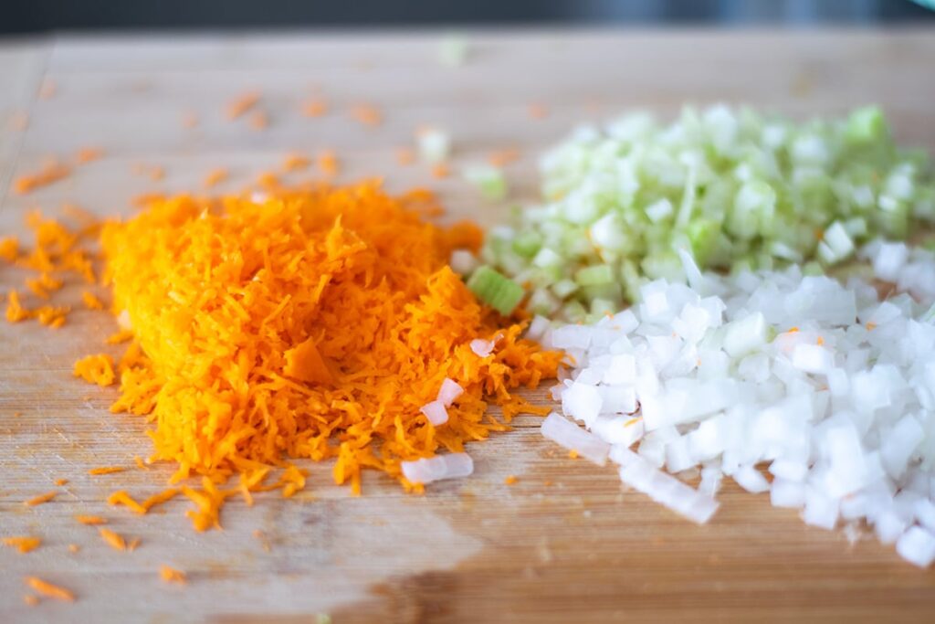 grated carrot, onion, celery