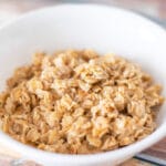 toasted oatmeal in a white bowl