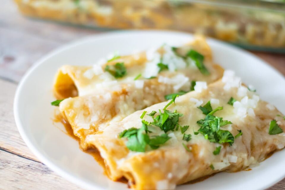 Barbacoa Enchiladas (Enchiladas de Barbacoa) - Thrift and Spice