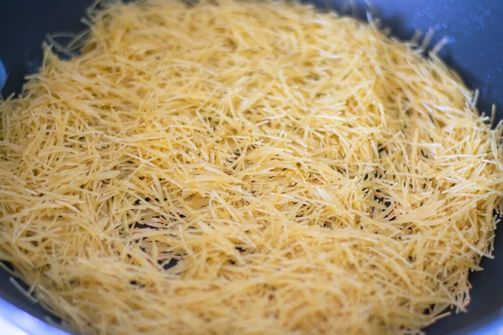 vermicelli noodles in a skillet