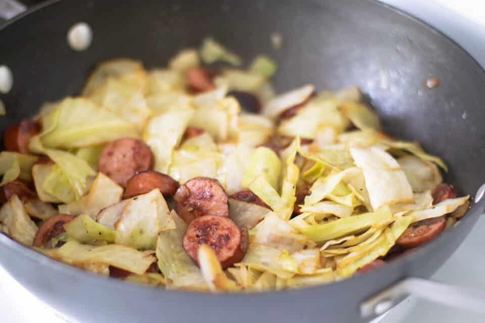 Fried Cabbage and Smoked Sausage - Thrift and Spice