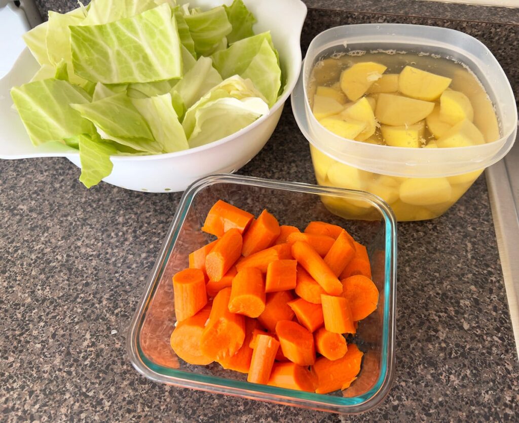 carrots, cabbage and potatoes