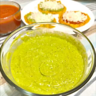 creamy salsa verde in a bowl.