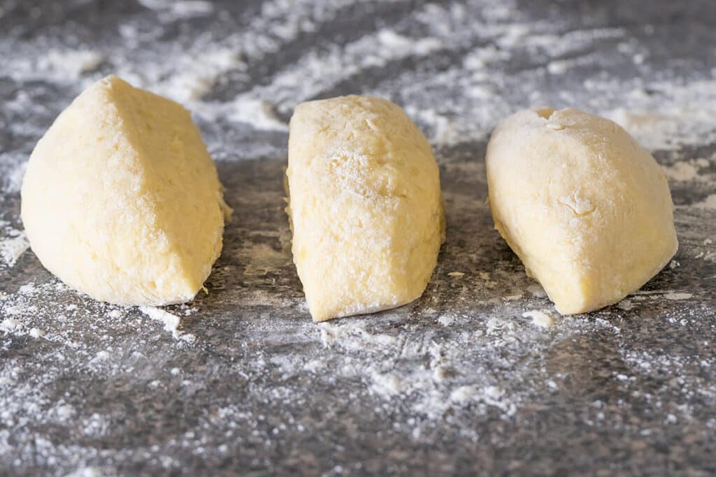 Divided gnocchi dough.