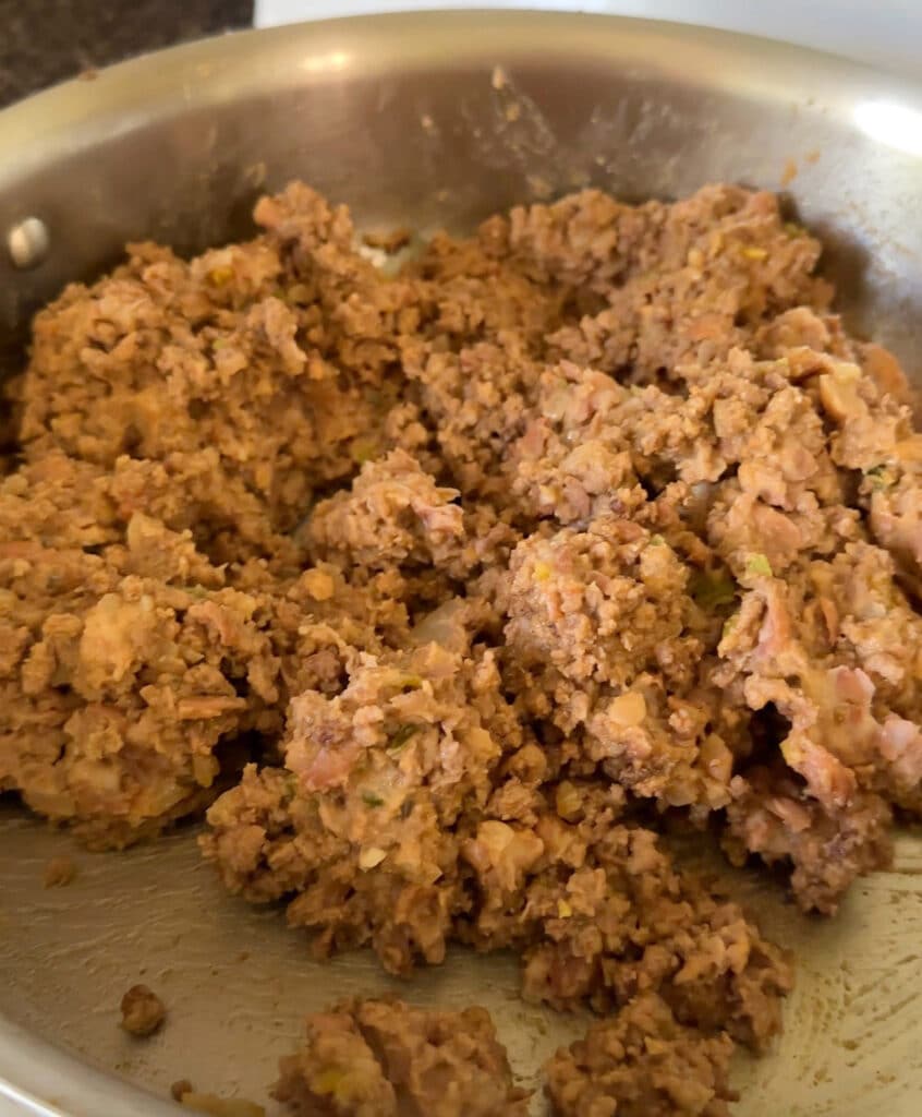 Beef and bean mixture for taquitos.